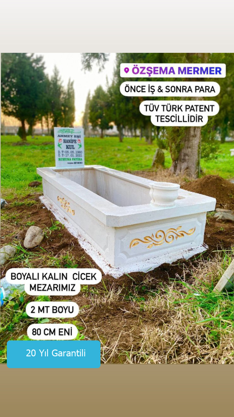 Çiçek Desenli Hazır Mezar Altın varak Boyalı
